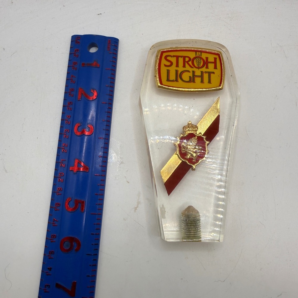 Vintage Stroh Light Beer Tap Handle Clear Acrylic‎ Coffin Style Bar Decor 6 Inch